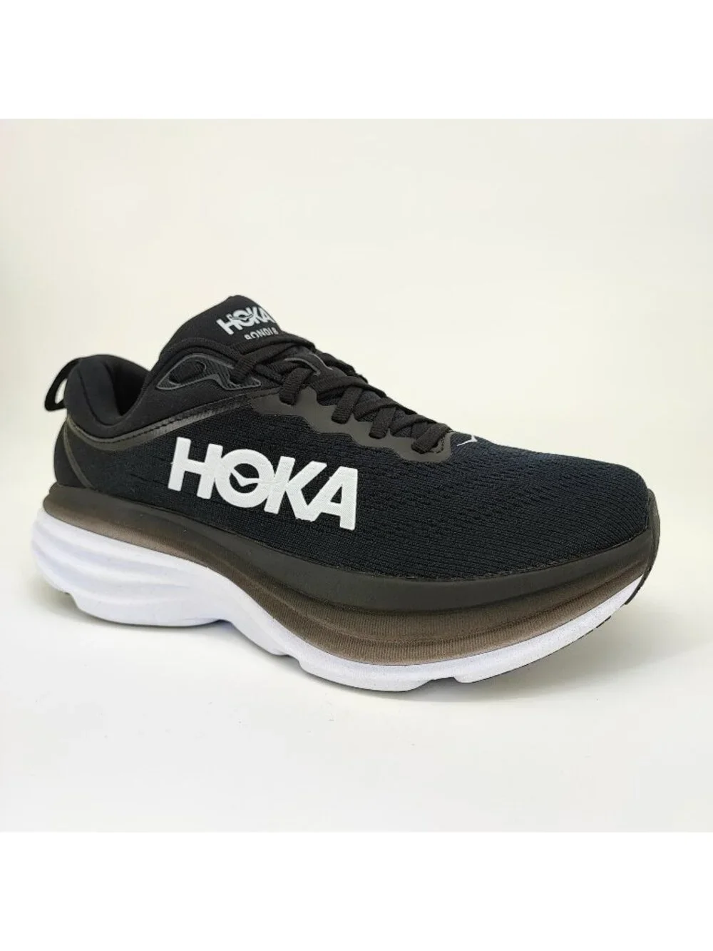 HOKA Bondi 8 Women's Size 8 US Running Shoes Mesh Black White 1127952 BWHT